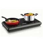 CUSIMAX Electric Stove,Hot Plate Double Burner,9 Level Power with Temperature Sensor Touch Control,Kids Safety Lock and Timer,1800w Infrared Portable Stove for Easy to Clean