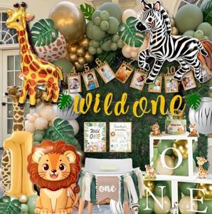 Daidle Wild One Birthday Decorations, 132Pcs Safari 1st Birthday Party Kit