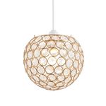 Modern Round Gold Globe Easy Fit Pendant Shade with Small Transparent Acrylic Bead Jewels | 18cm Diameter | 60w Maximum | Simple Installation by Happy Homewares