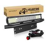 SKYWORLD LED Light Bar, 20 inch 510W Work Driving Lamp with License Plate Mounting Bracket 12V Wiring Harness Kit On Off Switch Power Relay Blade Fuse for Truck Offroad Car ATV SUV 4X4 Boat