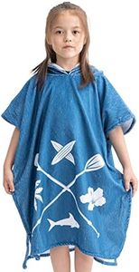 HOMELEVEL Poncho de surf enfant - Serviette de plage peignoir en coton avec capuche - Robe sortie de bain cape enfant 1 à 11 ans