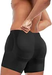 TAILONG Men's Underwear Boxer Briefs Tummy Control Body Shaper Enhance Butt Lifter Shapewear with Removable Padded (Black, XX-Large)