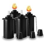 NCYOEW Torch Canisters, 16 OZ Replacement Refill Canister for Tiki Torch, Citronella Torch Fuel Canisters with Wicks and Covers, Outdoor Patio Torch for Luau Party, DIY Garden Torch Decor, Pack of 4