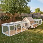 Gowoodhut Outdoor Chicken Coop Wooden Hen House for 2-4 Chickens for Small Backyard Weatherproof Roof, Nesting Box, Perche,Tray for Families and Beginners (198.6" L x 61.1" W x 40" H)