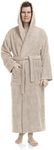 Arus Men's Bathrobe Calf or Extra Long 100% Cotton Terry Cloth (380 g/m²) Oeko-Tex Certified with Hood, sand, XXL-3XL Extra Tall