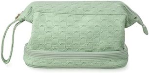 Abiudeng Travel Toiletry Bag for Women,Travel Size Toiletries Organizer for Accessories,Water-resistant Makeup Cosmetic Bag for Portable,Shampoo,Brushes Set,Toiletries green