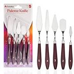 Artvorks Palette Knife – 5 Pcs Stainless Steel Pallet Knife with Smooth Edges & Wooden Handle for Sturdy Grip – Mixing Scraper for Acrylic & Oil Painting, Watercolor – Perfect for Artists & Beginners