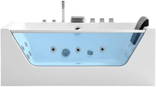 Empava 59 x 29" Whirlpool Tub,750W Acrylic Jetted Bathtub with 11 Jets,Hydromassage with Chromatherapy,3-Side Apron,58 Gallons,ETL Certified