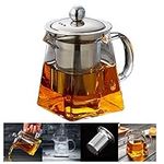 PluieSoleil Glass Teapot 350 ml Teapot for One with Heat Resistant Stainless Steel Infuser Perfect for Tea and Coffee (350ML)