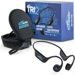H2O Audio TRI 2 Multi-Sport Waterproof Headphones with Charging Case - Bone Conduction Open Ear Underwater Headphones for Running, Cycling, and Swimming - Bluetooth and Built-in MP3 Player (Black)