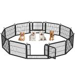 Yaheetech Dog Playpen, 12 Panel Puppy Play Pen Heavy Duty Pet Exercise Fence for Garden/Yard 80cm Height