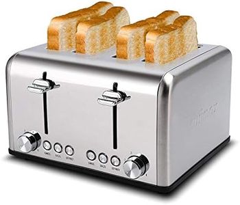 Toaster 4 Slice, CUSIMAX Stainless Steel Toaster, Bread Toasters 4 Extra Wide Slot with Bagel/Defrost/Cancle Function,6 Shade Settings with Removable Crumb Tray