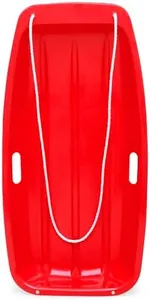 Best Choice Products 35in Kids Plastic Toboggan Snow Sled w/Pull Rope, 2 Handles - Red