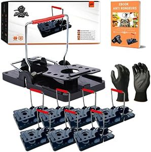 Piege a rat Professionnel Pack x 8 - Lot de 8 Pieges a Rats XXL Puissant + Gants + Ebook | Piege pour Rats Intérieur et Piège à Rat extérieur