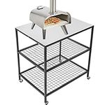 Stainless Steel Table Pizza Oven Table Pizza Oven Accessories Pizza Oven Stand Table on Wheels 80x60x90cm