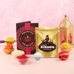 Frostick Bhai Dooj Kisses Milk Chocolate Gift Pack |Kisses Milk Chocolate,Roli, Chawal, Kalawa, Silver Coin and Greeting Card