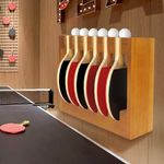 Gtouse Ping Pong Paddle Holder Table Tennis Racket Display Stand Ping Pong Storage Wall Rack Holds 6 Balls and 6 Paddles Ping Pong Organizer for Bar Room Game Room Office Garage Bedroom