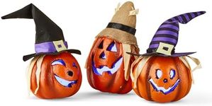 Prextex Halloween Pumpkin Decorations - 3pc Set of Halloween Outdoor Pumpkin Decorations for Porch - Jack-o-Lanterns Decor Pumpkin Lights