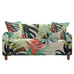 Highdi Leaf Pattern Sofa Cover 1/2/3/4 Seater, Sofa Slipcover Stretch Washable Furniture Protector Non Slip Sofa Covers for Loveseat Couch Sofa (red leaves,3 Seater)