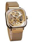 FORSINING Stainless Steel Fashion Analogue Men's Watch (Gold Dial Gold Colored Strap)