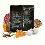 Mushroom Coffee - MycoSynergy Blend | 1000mg of 5 Functional Mushroom Extracts + 100mg Suntheanine | 100% Arabica Coffee | Lion’s Mane, Reishi, Chaga, Cordyceps & Turkey Tail | Better Focus, Endurance, Cognitive Health & Immunity (BIOPHOTONIC UV GLASS JAR, 20 Servings)