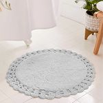 Habere India-All the Cultures Fabricating India - Crochet Bath Mat, Super Absorbent 100% Cotton & Quick Dry Bath Rug for Bathroom Floor Mats (Round, Grey_60 CM Round)