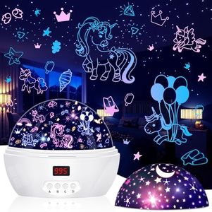 MOKOQI Unicorn Projector Night Light for Girls, Star Lights Projector for Ceiling Kids Bedroom Decor Gifts for 3-6 Year Old Girl Night Light Projector with Timer, Christmas Birthday Gift for Girls