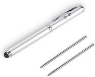 Metal Multi-Function Pen, Touch Screen Stylus, Flashlight with White Light, Infrared, Creative Christmas and Birthday Gifts (1 Silver)