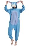 HvnTjvn Animal Onesie Adult One Piece Cosplay Costume Pajamas for Women Men, Multicolor Donkey, Medium