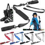 Hollowfly 4 Pack Ski Strap and Pole Carrier Downhill Skis Straps with Adjustable Anti Slip Shoulder Straps Ski and Snowboard Boot Carrier Strap for Men Women Outdoor Winter Sport Accessories, 4 Colors