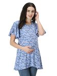 ZUVINO Women's Maternity Feeding Regular Fit Top With Zip For Easy Nursing|Latest Stylish Feeding Tops For Jeans|Maternity Short Kurti For Mothers|Trendy Prints On Viscose Rayon.(Small,Sky Blue)