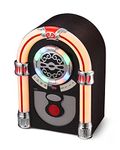 UEME Retro Tabletop Jukebox with FM Radio, Bluetooth, AUX-in Port and Color Changing LED Lights, Nostalgic Jukebox