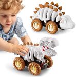 iPlay, iLearn Dinosaur Monster Truck Toy for Toddlers 1-3, Boys Skeleton Dino Pull Back Cars for Kids 2-4, Cool Halloween Fossil T-Rex & Stego Vehicle, Birthday Gifts for 2 3 5 6 7 Year Olds Girl Baby