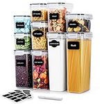 MeCids Airtight Food Storage Containers Set with Lids for Kitchen Organization-10 Pack Food, Cereal, Sugar, Pasta Containers with Labels, Marker & Spoon