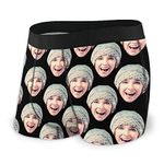 DIYBESTGIFT Custom Personalized Photo Pet Face Printed Photo Men's Boxer Briefs Shorts(Black XXL)