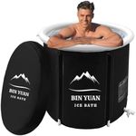 Foldable Ice Bath Tub with Cover, 80 cm Diameter, Large Inflatable Ice Bath, Adult Ice Barrel, Outdoor Ice Bath Tub, Freestanding Ice Bin, Soaking Shower, Bath Barrel, Cold Plunge Bathtub