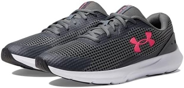 Under Armour Women's Surge 3 Sneaker, (103) Pitch Gray/White/Cerise, 9.5