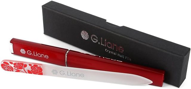 G.Liane Glass Nail File with Case – Crystal Manicure Set, Rose Red