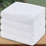 White Bath Towels Set of 4, Large 30" x 56" - 100% Cotton | Quick Dry | Light Weight | Thick | Soft | Absorbent, Hotel Quality Bath Towels Sets for Bathroom, Towel Gift Set