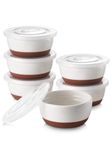 DOWAN Ramekins with Lids, 8 OZ Porcelain Ramekin Dishes for Creme Brulee Soufflé, Egg Mould, Muffin Cases, Mini Dip Bowl, Baking Bowl for Oven & Air Fryer, Glaze with Specks-Pack of 6