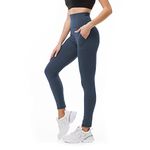 SINOPHANT High Waisted Leggings with Pockets for Women, Buttery Soft Elastic Opaque Tummy Control Stretchy Yoga Pants Trousers(#1 Pack, Navy,S-M