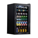 NewAir Black Beverage Refrigerator Cooler, Free Standing With Right Hinge Glass Door And Door Lock Holds Up To 126 Cans, Cools Down to 37 Degrees Perfect For Beer, Wine, And Cooler Drinks AB-1200B