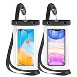 Waterproof Phone Pouch, 2 Pack Waterproof Case Underwater Cellphone Dry Bag, Compatible with iPhone 12 Pro Max SE 11 Pro Max XS XR 8 7 Galaxy S20 S10 Google up to 7.0", with Lanyard for Swim Travel