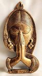 Akriti Brass Art Wares Welcome Namaste Lady Metal Hanging Religious Metal Wall Decor Showpiece Hanging Entrance Gate Decor (14 x 2 x 28 cm, Antique)