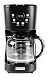 Haden Heritage Innovative 12 Cup Capacity Programmable Vintage Retro Style Home Countertop Coffee Maker Machine with Glass Carafe, Black/Chrome