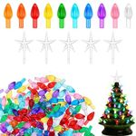 JUNRUCTH 105 PCS Lite Brite Ceramic Tree Toppers & Replacement Lights Bulbs Enhance Your Ceramic Christmas Tree
