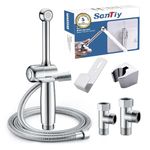 Handheld Bidet Sprayer Kit, SonTiy Bidet Attachment Muslim Shower Spray for Toilet UK Bathroom Douche, Baby Cloth Diaper Wash, Pet Bath, Personal Hygiene, Adjustable Pressure, Solid Brass