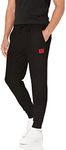 HUGO Boss Mens Regular Fit Square Logo Jersey Drawstring Joggers Sweatpants, Raven Black, Medium US