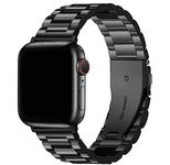 Croiky Stainless Steel Metal Chain Bands Compatible with Apple Watch Band 41mm 40mm 38mm for iWatch Bands Series 8 7 6 5 4 3 2 1 SE (Black) [WATCH NOT INCLUDED]