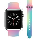 Vozehui Strap Compatible with Apple Watch Strap 38mm 40mm, Silicone Color Pattern Soft Sport Replacement Band for iWatch Series 9 8 7 6 5 4 3 2 1 SE, 38mm/40mm-S/M Women Men